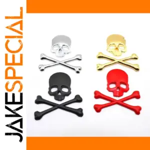 3D Metal Zinc Alloy Skull Crossbones Sticker