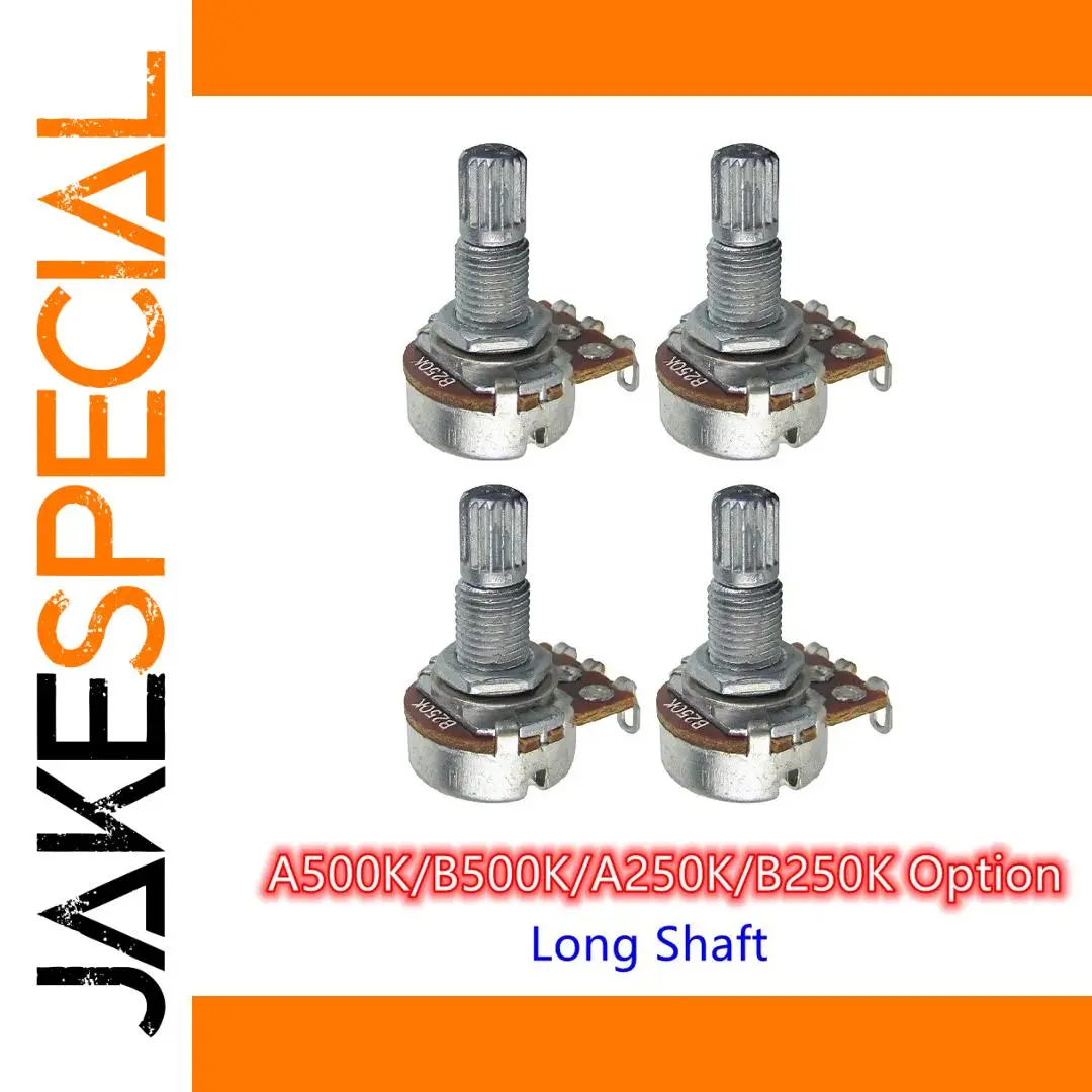 Long Shaft Guitar Potentiometers Set 4-Pack 1 Long Shaft Guitar Potentiometers Set 4-Pack