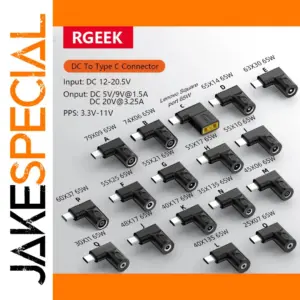 65W DC to USB-C Power Adapter for Laptops