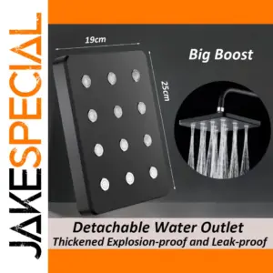 10-Inch Black and Silver Rainfall Shower Head