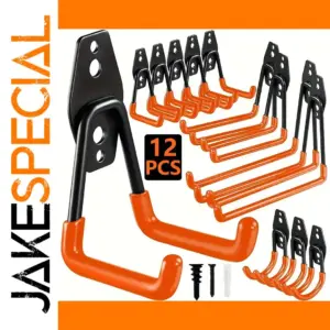 Heavy-Duty Wall Mount Hooks Set in Black and Orange