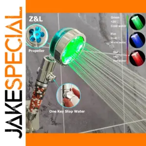LED Shower Head with Color Change and Flow Control