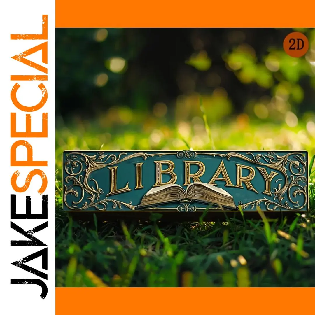 Vintage Library Metal Sign 10x40cm 1 Vintage Library Metal Sign 10x40cm