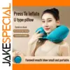 Bright Teal Inflatable U-Shaped Travel Pillow