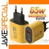 Bright Yellow 65W Multi-Port Charger