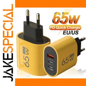 Bright Yellow 65W Multi-Port Charger