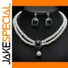 Vintage Emerald Necklace and Earrings Set
