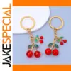 Red Cherry Keychain with Gold Accents