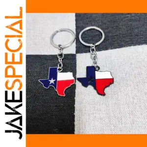 Texas-shaped Metal Keychain Set with Flag Design
