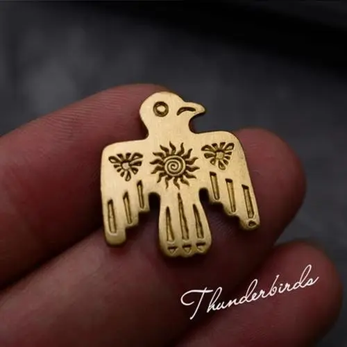 Indian Sun God Thunderbird Copper Brooch in Gold and Silver 10 Indian Sun God Thunderbird Copper Brooch in Gold and Silver - Image 10