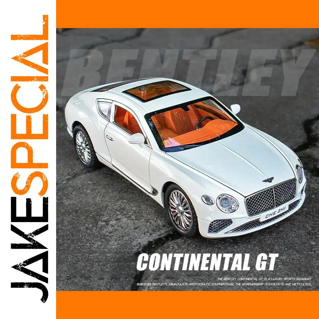White 1:24 Bentley Continental GT Diecast Model 1 White 1:24 Bentley Continental GT Diecast Model