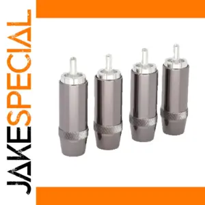 Silver RCA Male Connectors Set for High-Fidelity Audio