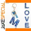 Elegant Blue Resin Love Keychain