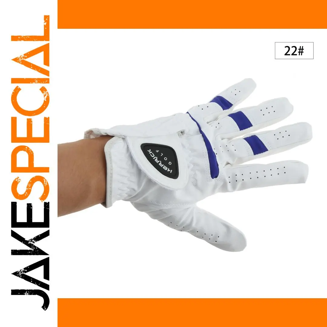 Men's White and Blue Breathable Golf Glove 1 Men's White and Blue Breathable Golf Glove