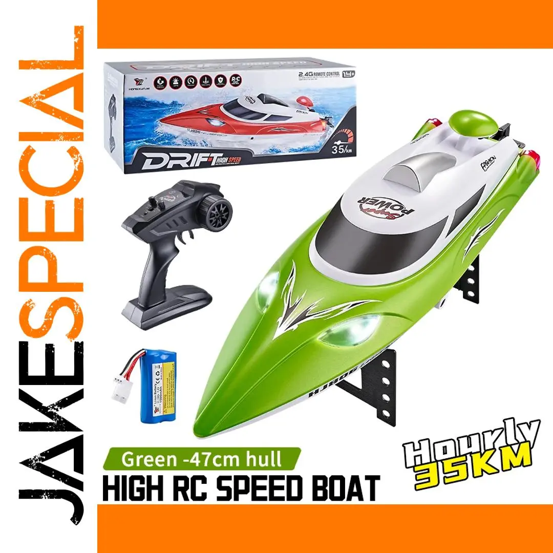 Vibrant Green RC Speedboat 35 km/h 1 Vibrant Green RC Speedboat 35 km/h