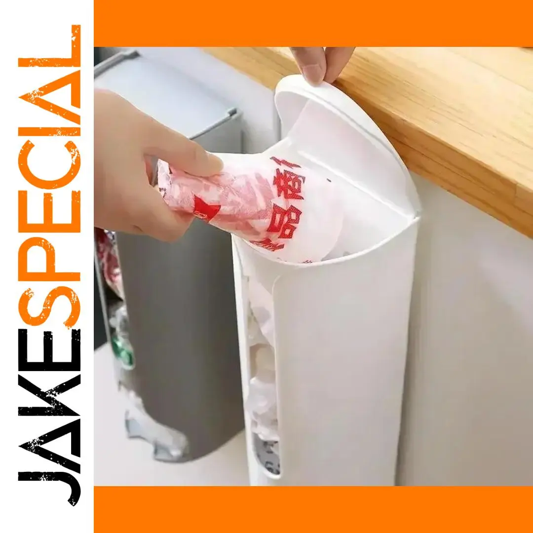 Wall-Mounted Plastic Bag Organizer in White, Blue, Grey 1 Wall-Mounted Plastic Bag Organizer in White, Blue, Grey