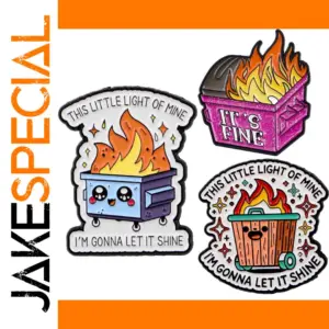 Fire and Smile Enamel Pin in Vibrant Colors