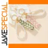 Elegant Faux Pearl Keychain with Leaf Charm