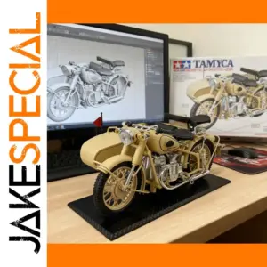 Vintage Military Motorcycle Model 1/10 Scale Die-Cast