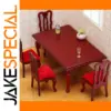 Vintage Dollhouse Dining Set with Red Upholstered Chairs