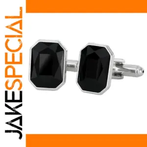 Elegant Men's Octagonal Cufflinks with Black Gemstone
