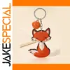 Vibrant Orange Fox Keychain with Gold Accents