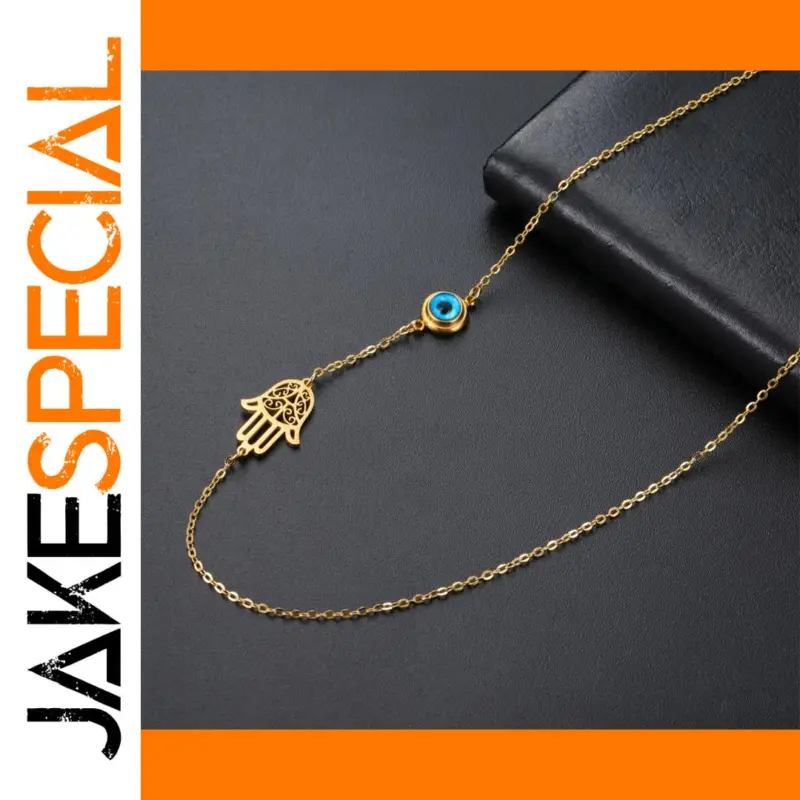 Elegance and Protection: The Stainless Steel Blue Evil Eye Hamsa Necklace 1 7521d15806ea4fcea86af68e product image
