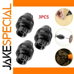 Set of Three Black Keyless Drill Chucks for Dremel