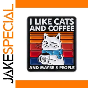 Cute Cat Coffee Brooch with Colorful Stripes