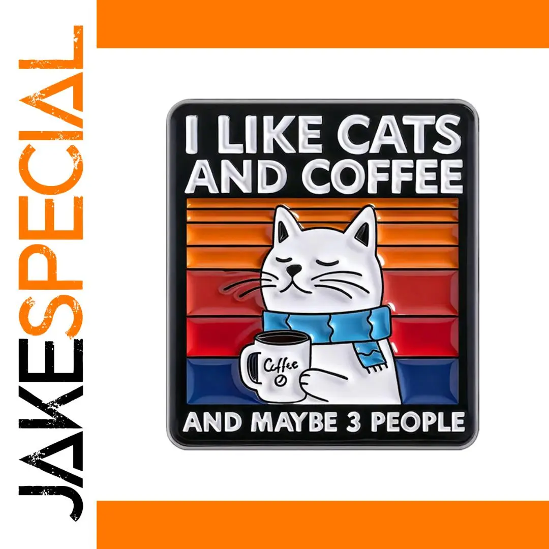 Cute Cat Coffee Brooch with Colorful Stripes 1 Cute Cat Coffee Brooch with Colorful Stripes