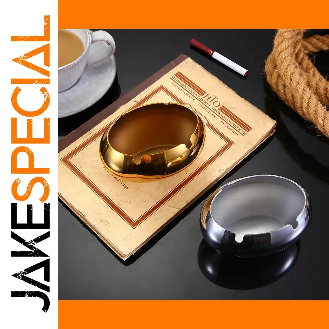 Elegant Stainless Steel Ashtray in Gold or Silver 1 Elegant Stainless Steel Ashtray in Gold or Silver