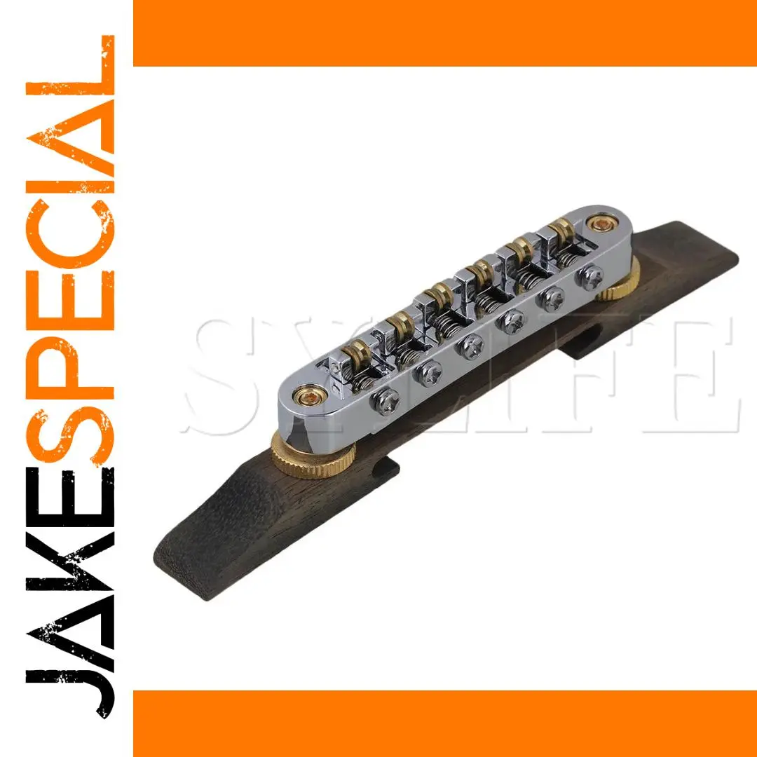 Chrome Jazz Guitar Tailpiece with Rosewood Base 1 Chrome Jazz Guitar Tailpiece with Rosewood Base