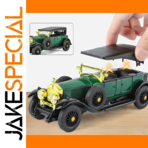Vintage Green Diecast Car Model with Lights and Sound