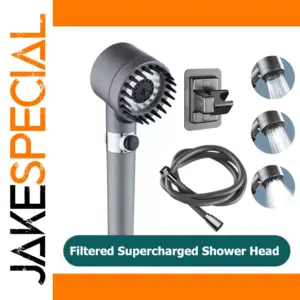 Black 3-Function Handheld Shower Head with Filter