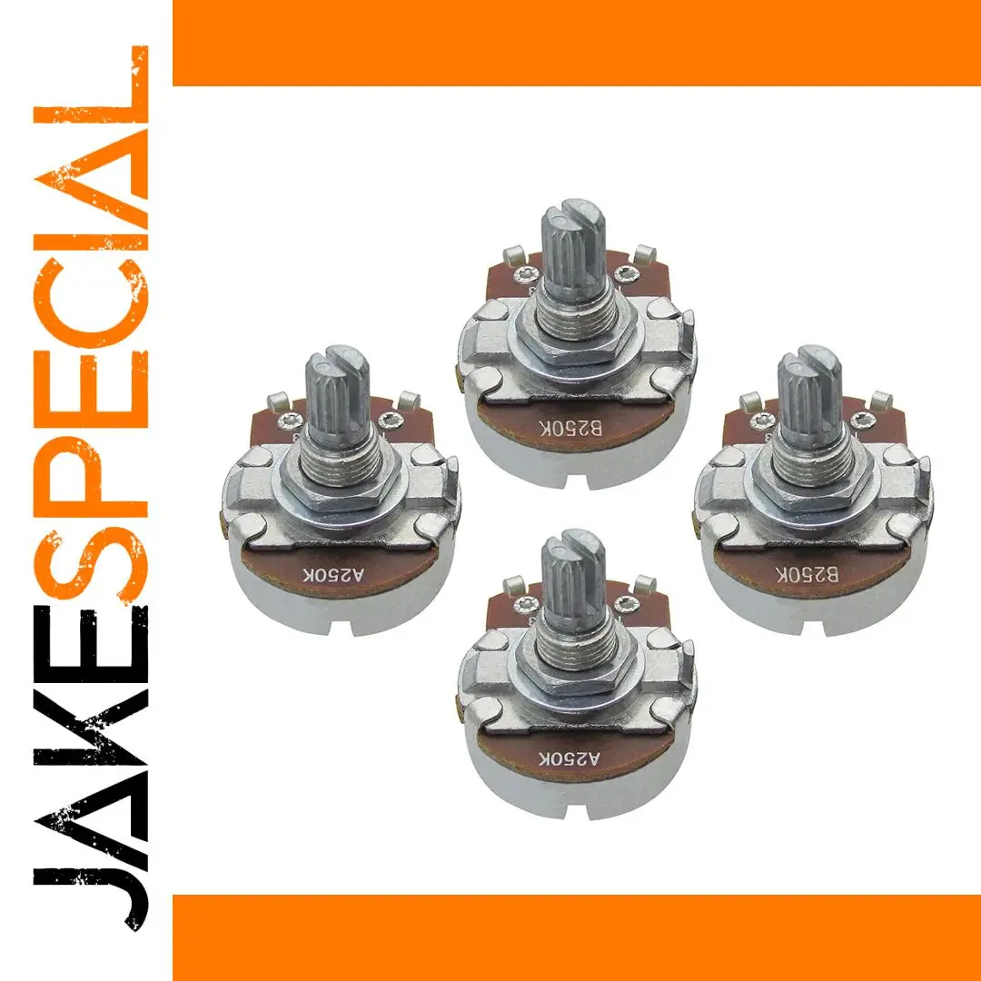 Set of 4 Guitar Potentiometers 250KΩ/500KΩ 24.5mm 1 Set of 4 Guitar Potentiometers 250KΩ/500KΩ 24.5mm