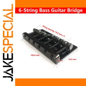 6-String Bass Guitar Bridge in Chrome or Black