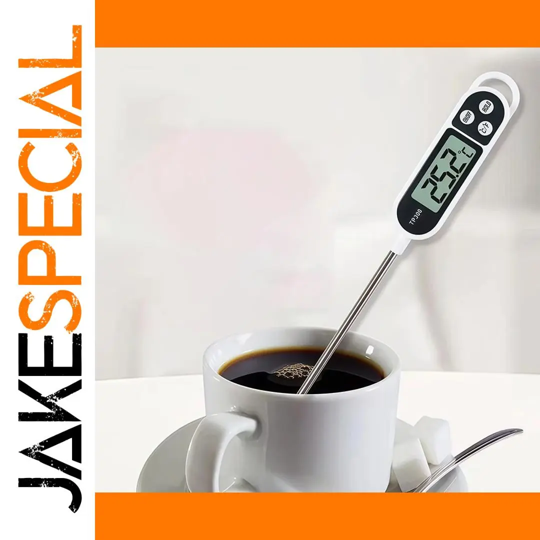 White Digital Food Thermometer with Stainless Steel Probe 1 White Digital Food Thermometer with Stainless Steel Probe