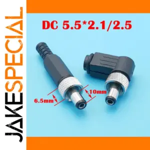 90-Degree Male DC Power Plug Adapter for Electronics