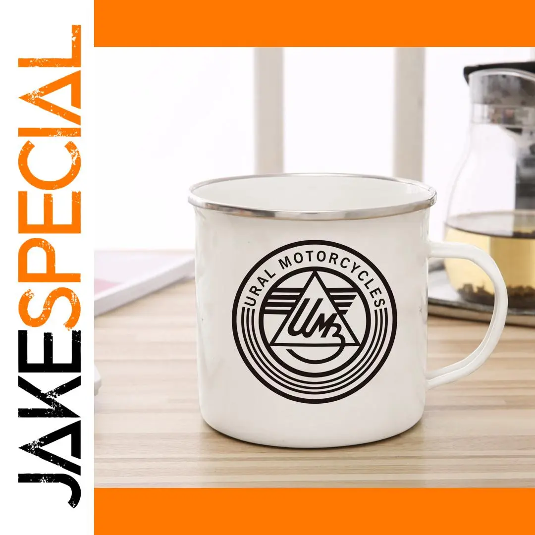 Ural Motorcycle Enamel Mug 300ml Black Logo 1 Ural Motorcycle Enamel Mug 300ml Black Logo