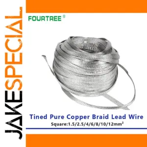 Tinned Pure Copper Braid Lead Wire 1m
