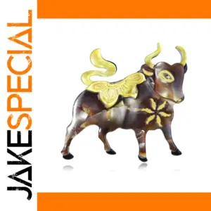 Acrylic Bull Shaped Pin with Marbled Pattern