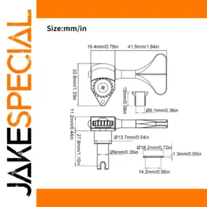 Vintage Fish Tail Bass Tuning Peg with Gear Ratio 1:20