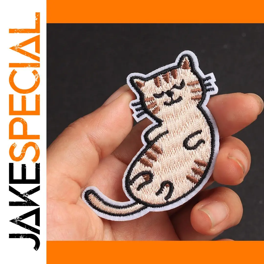 Cartoon Cat Embroidered Iron-On Patches Set 1 Cartoon Cat Embroidered Iron-On Patches Set