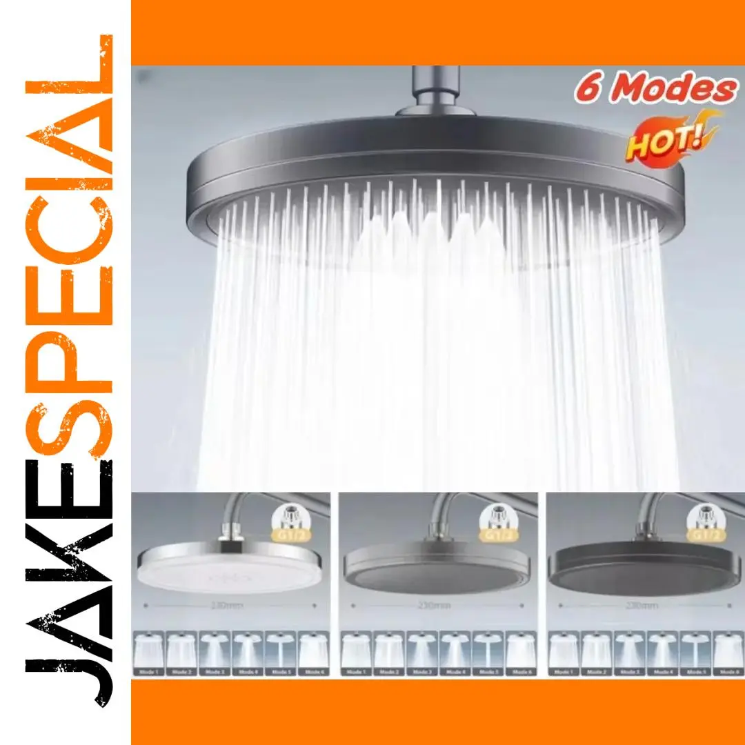 230mm Modern Rainfall Shower Head with 6 Modes 1 230mm Modern Rainfall Shower Head with 6 Modes