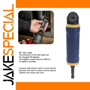 Right Angle Drill Adapter 1/4-Inch Hex, Yellow/Blue