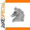 Elegant Silver Horsehead Brooch with Rhinestones