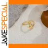Gold Stainless Steel Letter Ring with Heart Charm
