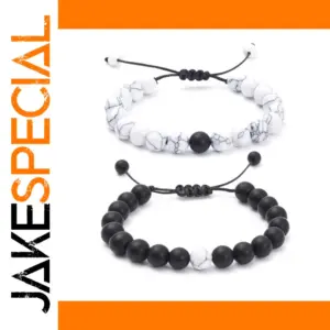 Couple Beaded Natural Stone Bracelets Set