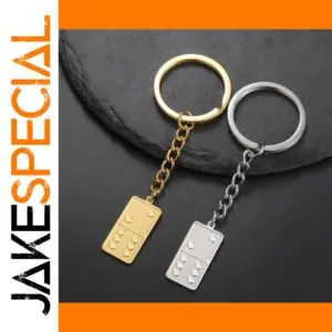 Stainless Steel Domino Keychain in Gold/Silver