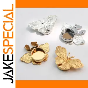 Vintage Embossed Butterfly Brooch Button Cover